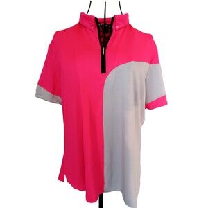 Jamie Sadock Golf Shirt Womens Sz L Hot Pink Grey